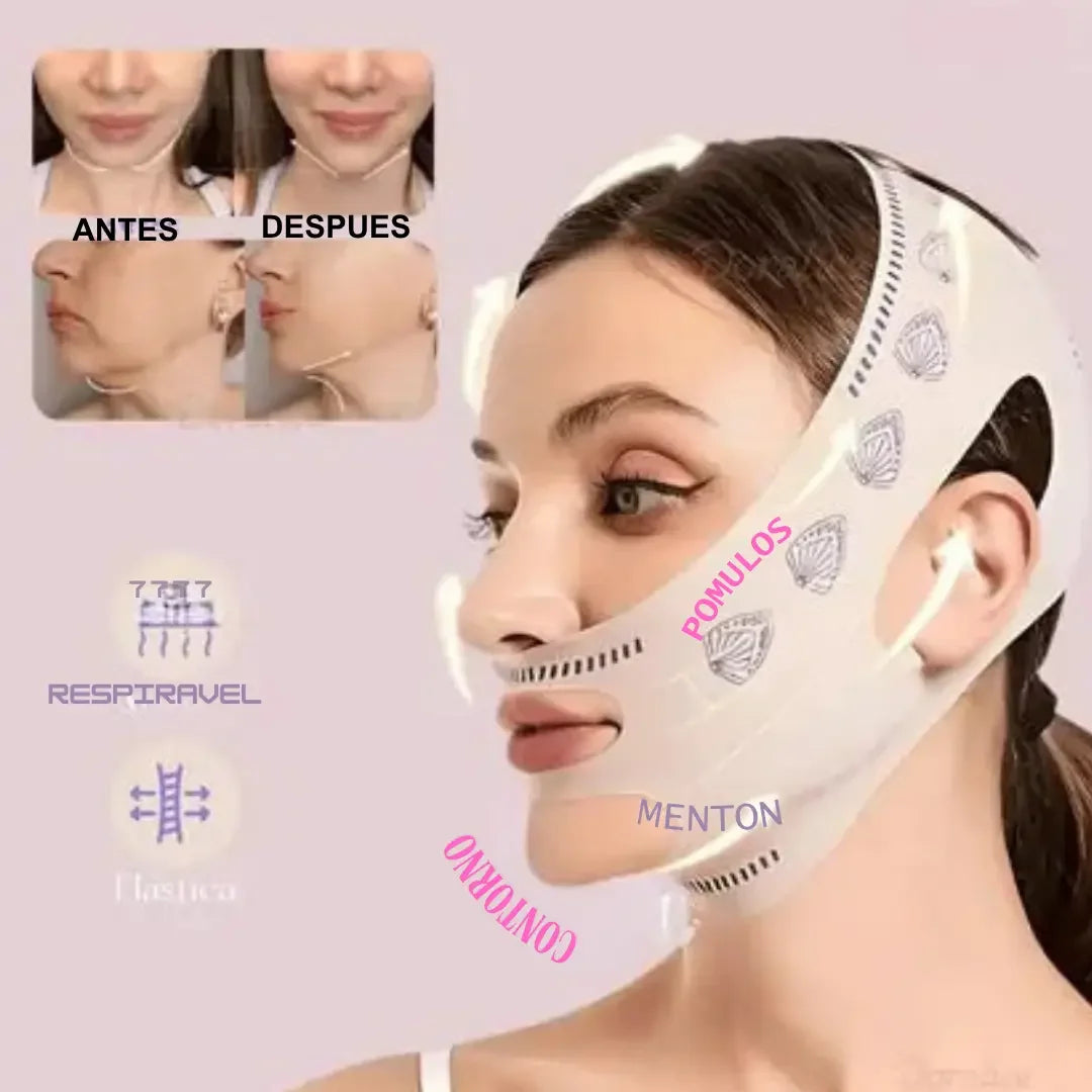 Máscara - de Contorno Facial  Suaviza Rugas, Papada e Modela o Rosto